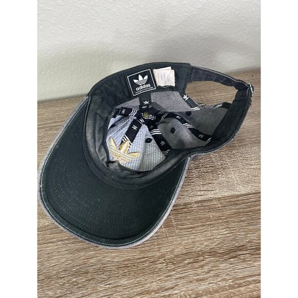 Adidas Originals Washed‎ Black Denim Dad Hat Trefoil Logo Adjustable Cap - Picture 7 of 13